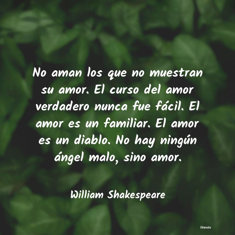 William Shakespeare: No aman los que no muestran su