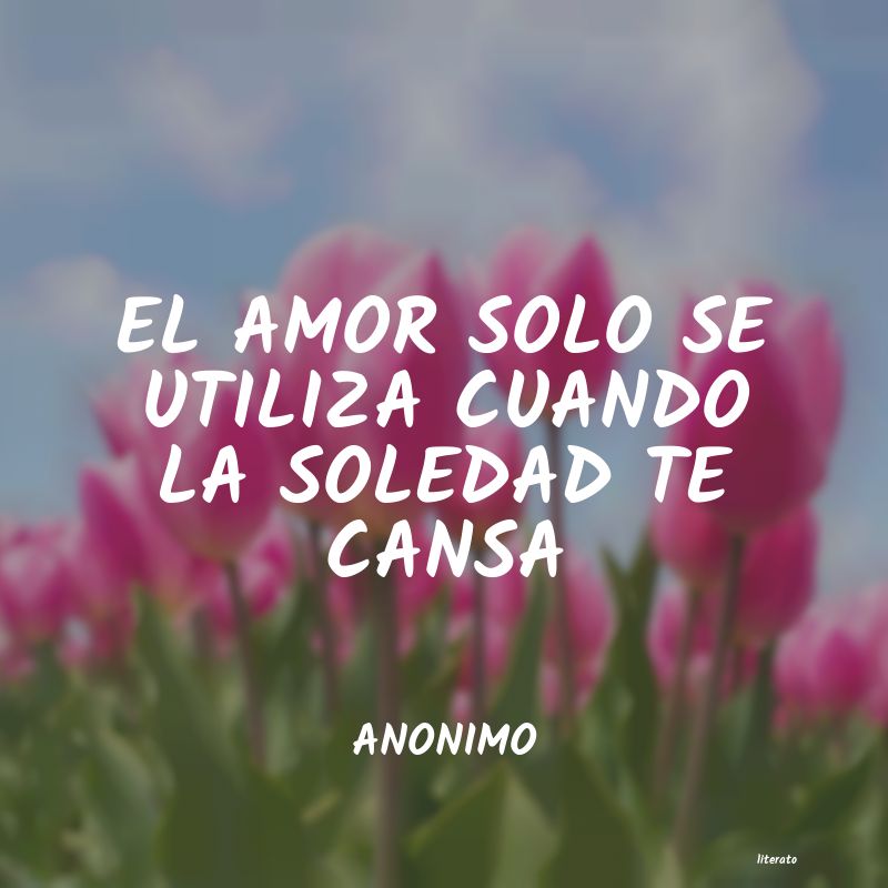 EL AMOR SOLO SE UTILIZA CUANDO LA SOLEDA