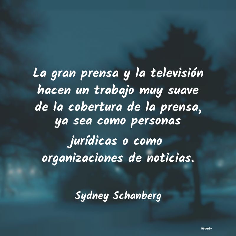 Sydney Schanberg: La gran prensa y la televisió
